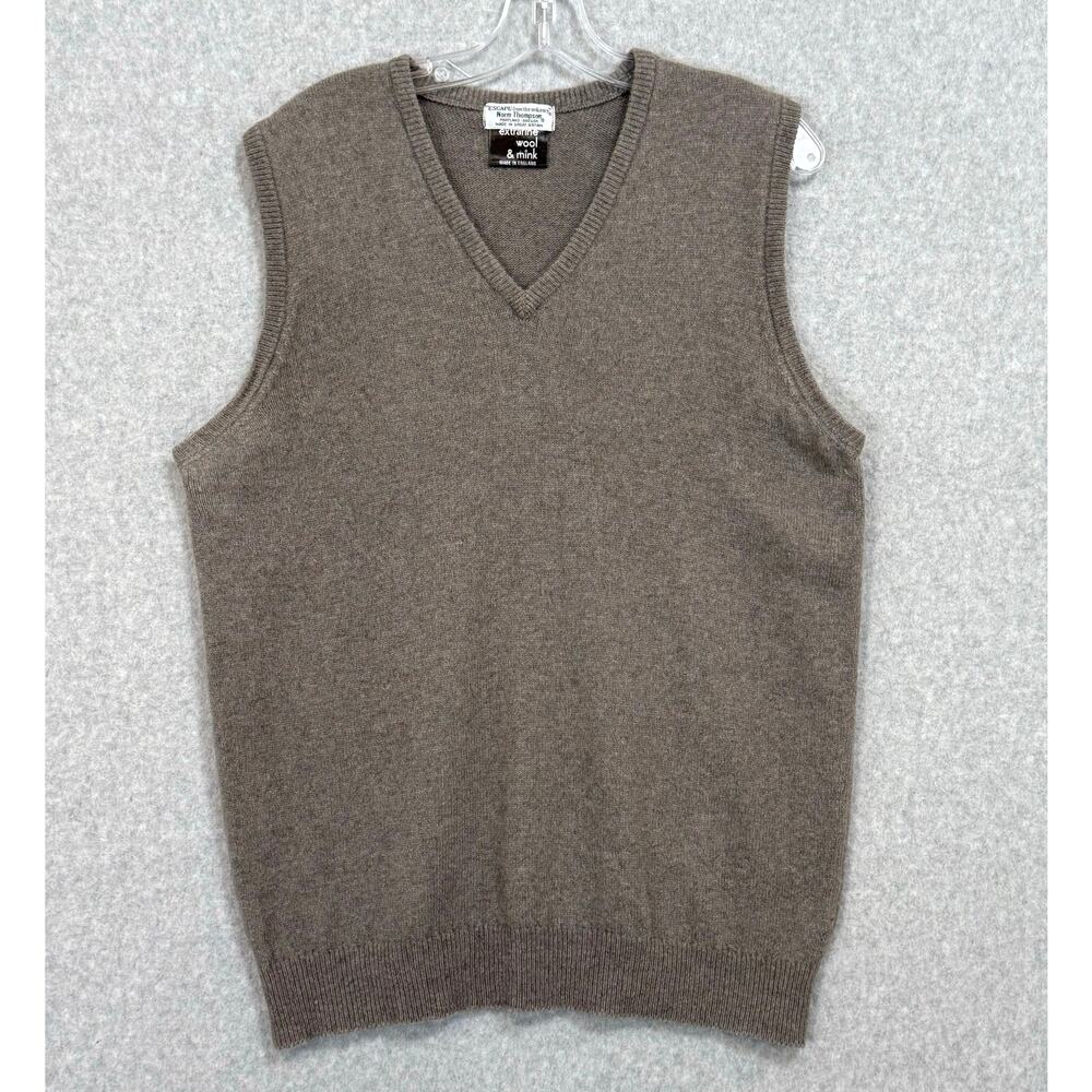 Vtg Escape Norm Thompson Sweater Vest Size 42 Extrafine Merino Wool & Mink